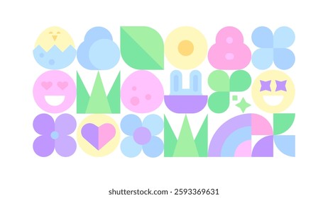 Spring time. Minimalist flat illustration. Wallpaper, horizontal banner. Vector file.