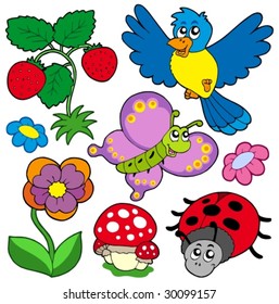 Spring time nature collection - vector illustration.