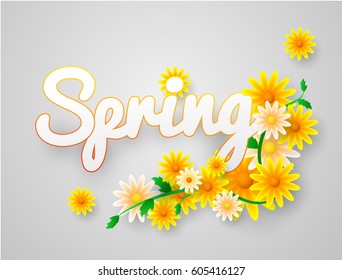 Spring Time on background with spring flowers