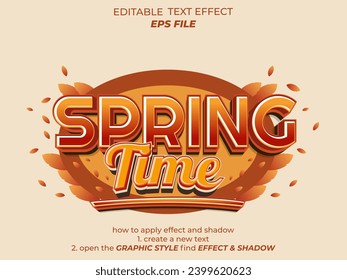 spring time  text effect, font editable, typography, 3d text. vector template