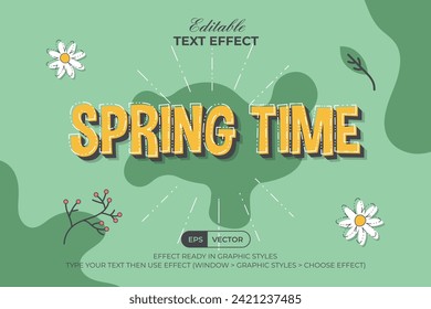 Spring Time Text Effect Style. Editable Text Effect Botanical Background Theme.