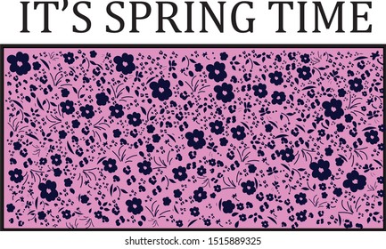 It's spring time text and flowers. Vector illustration design for fashion graphics, slogan tees, prints, stickers and other uses. - Vektör