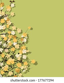 Spring time theme postcard, floral background