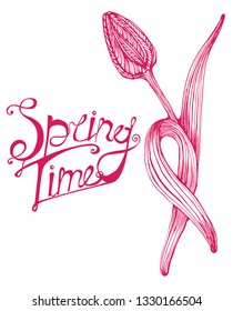 spring time Tulip hand drawing vector