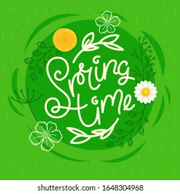 Spring time vector concept with calligraphic inscription