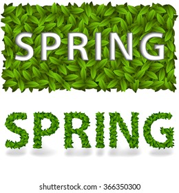 Spring title banner the inscription of the season.