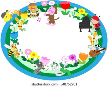 A spring title frame. The concert of insects.