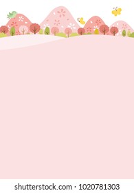 Spring town scape with cherry blossom vector background.