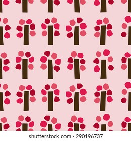 Spring tree background. Seamless pattern. Vector.