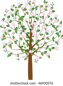 spring tree with the butterflies