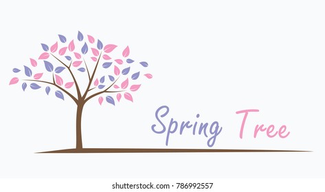 Spring Tree Colorful Vector Design