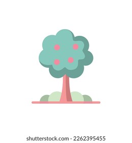 Spring Tree Flat Icon Vector Illustration -  Spring Season Icon Concept.