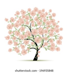 Spring tree with flowers for your design