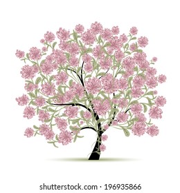 Spring tree with flowers for your design