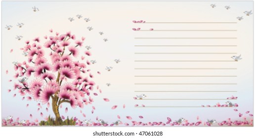 spring tree in full bloom with text area