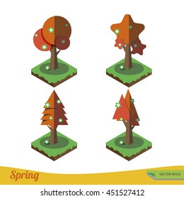 Spring tree isometric.
