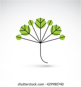 Spring tree leaf, botany and eco flat image. Vector illustration of herb, natural and ecology element best for use in design.