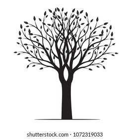 Spring Tree with Leaves. Vector Illustration.