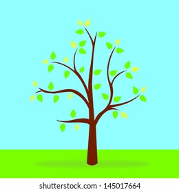 Spring tree on the nice weather, vector image