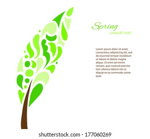 Spring tree over white background, vector image