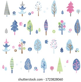 Spring tree pattern watercolor style