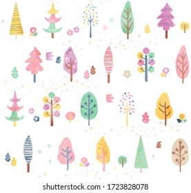 Spring tree pattern watercolor style