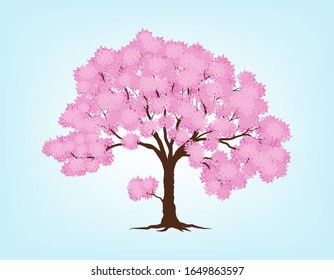 Spring tree. Pink leave and nature, branch plant, vector illustration
