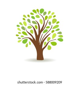 Spring tree in a white background. Abstract vector design. Logo sign