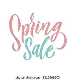 Spring. Trendy script lettering design Spring Sale. - Vector illustration