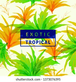 Spring tropical leaves pattern seamless background with vibrant nature color