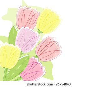 Spring tulip bouquet with space for text
