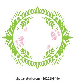 Spring tulip and branch floral frame for your design