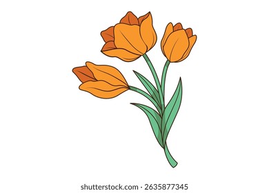Spring Tulip Orange Bouquet Elements
