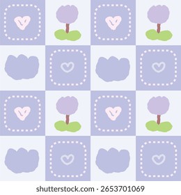 spring tulip square pattern - cheerful soft pastel color (blush, tangerine, baby blue, lavender, sunshine, sage) seamless vector for nursery wallpaper or stationery