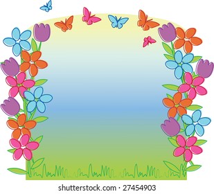 Spring tulips and butterflies