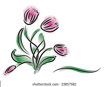Spring tulips. Vector illustration