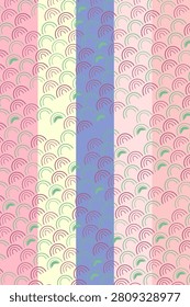 Spring twilight garden typography background with print tone screen tone gradient field and nested semicircle tilework pattern