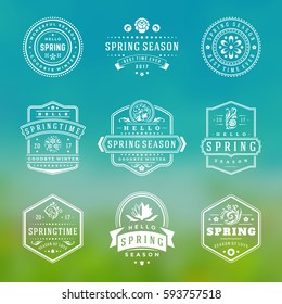 Spring Typographic Badges Design Set. Vector Vintage Logos Elements good for Spring Greeting Cards.