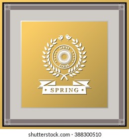 Spring Typographic Design.
Retro and Vintage Frames Style Templates. Vector illustration. 
Spring Logo for Greeting Cards and Sale Badges. 