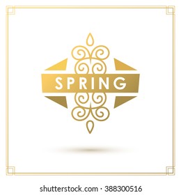 Spring Typographic Design.
Retro and Vintage Frames Style Templates. Vector illustration. 
Spring Logo for Greeting Cards and Sale Badges. 