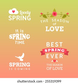 Spring typographic design. Set of labels and badges