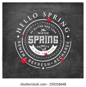 Spring Typography Background on Chalkboard