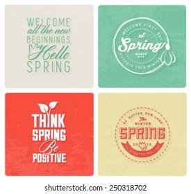 Spring Typography Background Set in Vintage Style