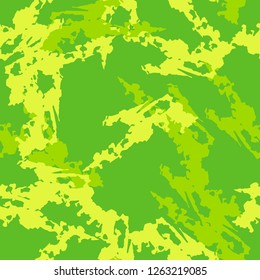 Spring UFO camouflage of various shades of yellow and green colors. It is a colorful seamless pattern that can be used as a camo print for clothing and background and backdrop or computer wallpaper