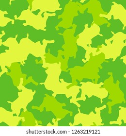 Spring UFO camouflage of various shades of yellow and green colors. It is a colorful seamless pattern that can be used as a camo print for clothing and background and backdrop or computer wallpaper