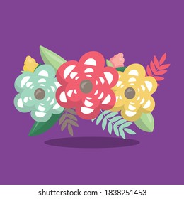 ilustración vectorial de diseño de flores de unicornio de primavera
