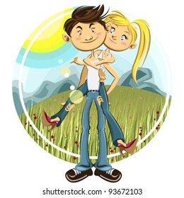Spring Valentine Couple falling in love