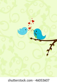 Spring Valentine's background with delicate design and birds in love