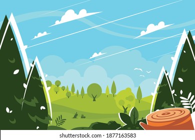 Spring Valley Hill landscape vector Background