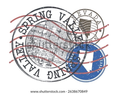 Spring Valley, Nevada Stamp Map Postal. Silhouette Seal Vector Icon Roads and Streets. Passport Round Design. 